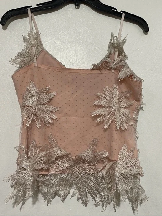 Embroidered Sheer Appliqué Top in Blush Pink Small - Picture 5 of 7